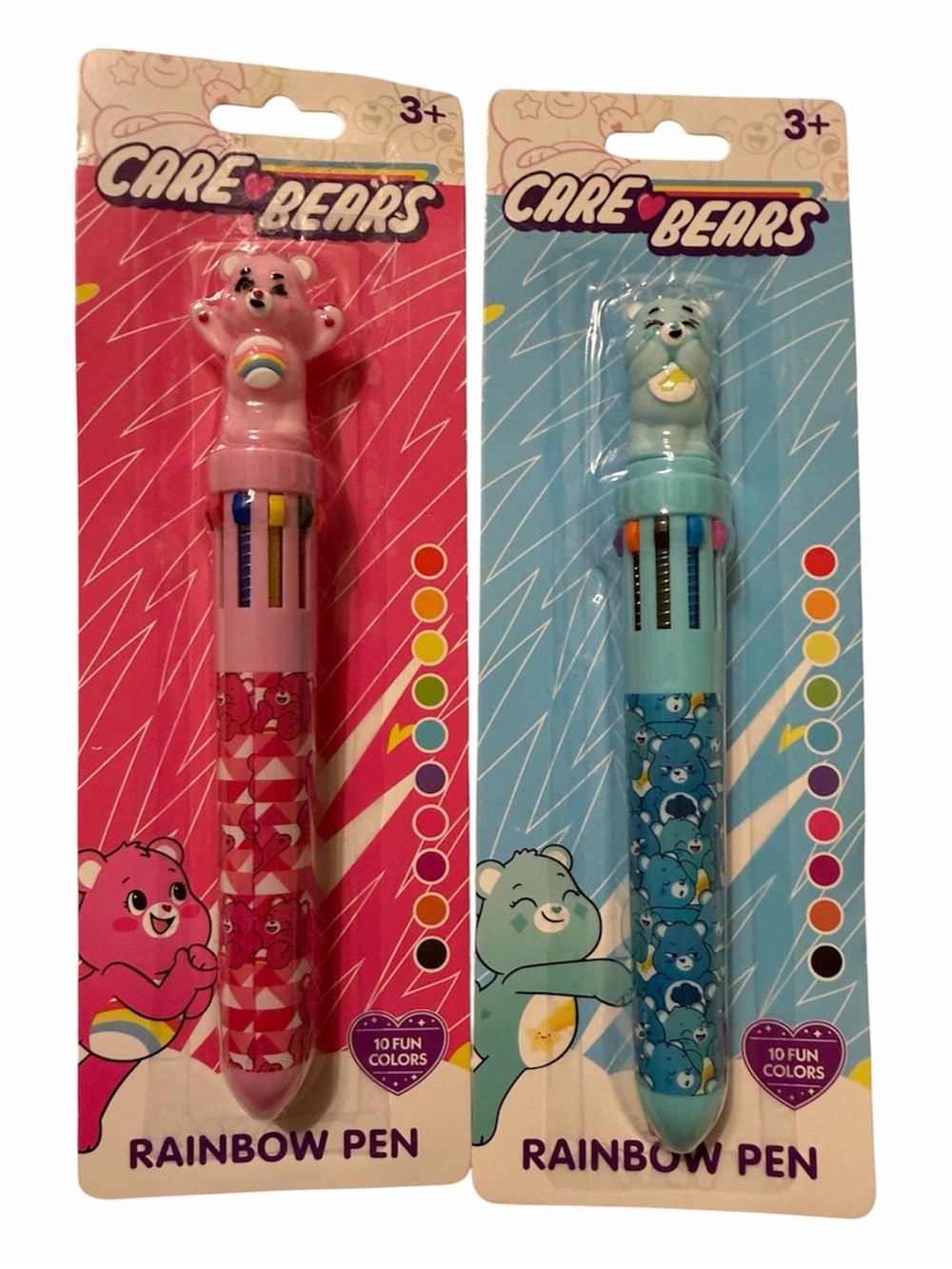 Care Bears Rainbow Multi-Color Pens Cheer Bear Grumpy Bear Pink Blue 10 inks YAY